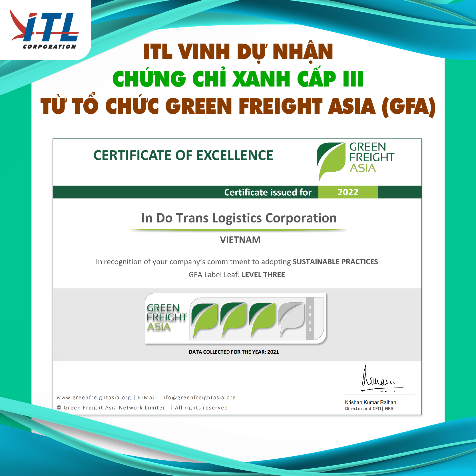 ITL nhận chứng nhận GFA